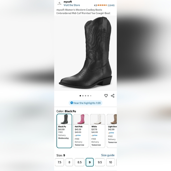 Black Cowgirl Boots - Picture 6 of 7